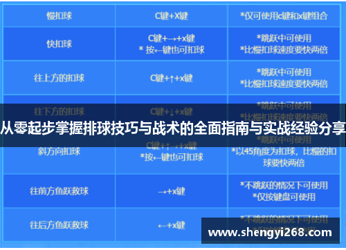 从零起步掌握排球技巧与战术的全面指南与实战经验分享